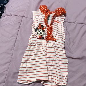 Red and White striped Minnie Mouse Romper 6m